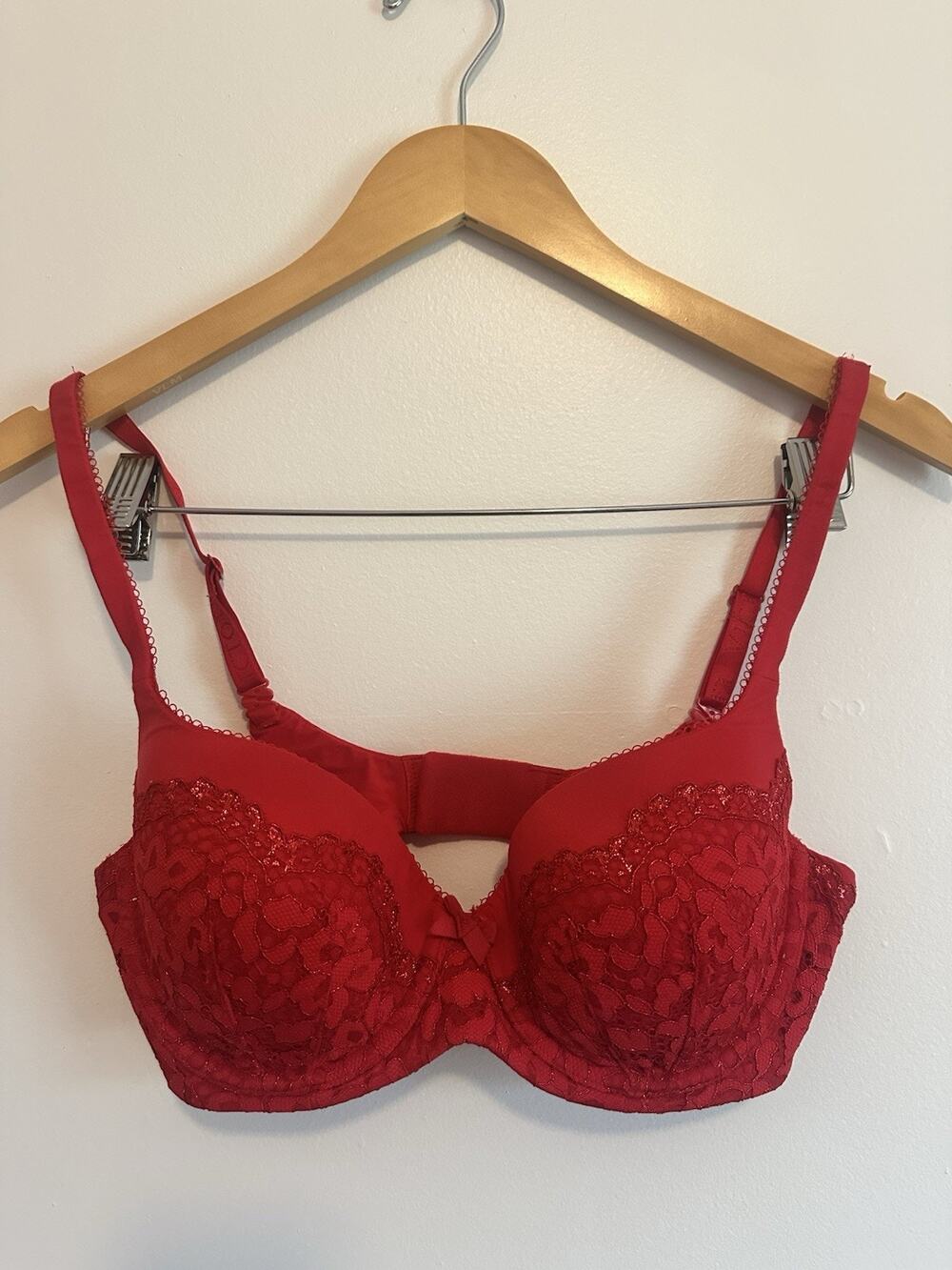 Victoria’s Secret Women’s Red Lace Body Demi Bra - Size 34 D